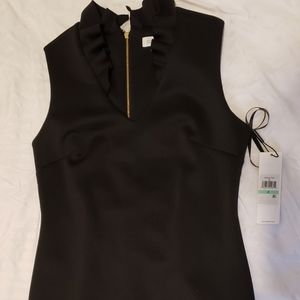 Calvin Klein V-Neck Dress with Ruffled Collar